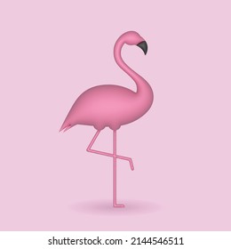 Pink Flamingo Icon 3d. Graceful Bird Illustration