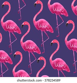 Pink Flamingo Watercolor Print