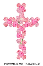 Watercolor Flower Cross Wood Cross Baptism Stock Illustration ...