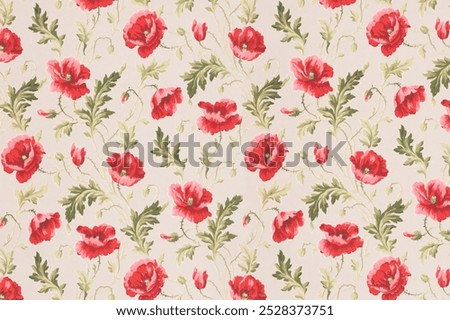 Pink flower patterned background by William H. Gledhill. Vintage floral pattern illustration. Vintage botanical floral pattern background. Vintage floral artwork background illustration