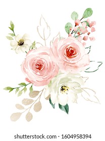 Decorative Watercolor Flowers Floral Illustration Leaf Stock ...