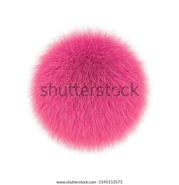 白い背景にピンクのフワフワのボール 毛のポンポン 3dレンダリング のイラスト素材