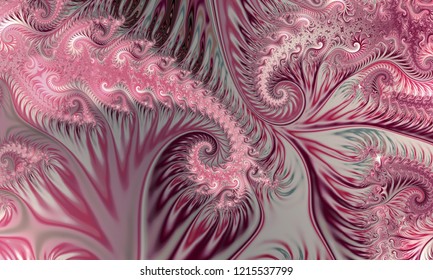 Pink Frostwork Psychedelia - Another World Visionary Twirls - Abstract Fractal Fairy Background 
