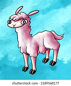 A Pink Funny Lama Portrait