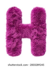 Pink fur alphabet. furry Furry letter Hisolated on white background. 3d render image.