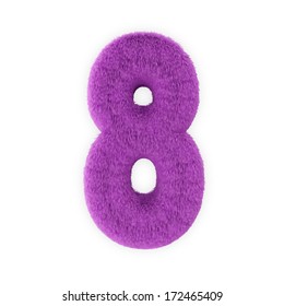 Pink Furry Numbers Isolated On A White Background (Number 8)