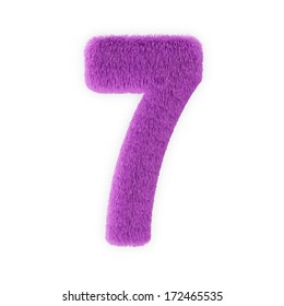 Pink Furry Numbers Isolated On A White Background (Number 7)