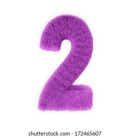 Pink Furry Numbers Isolated On A White Background (Number 2)