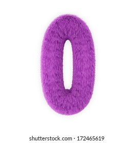 Pink Furry Numbers Isolated On A White Background (Number 0)