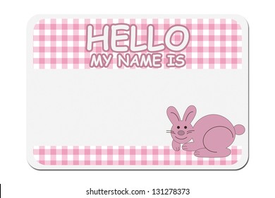 A Pink Gingham Hello My Name Is Tag Isolated Over White, Naming Your Baby Girl