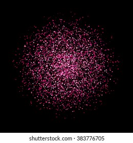 Pink Glitter Abstract Background. Shiny Pink Sparkles On Dark Background.