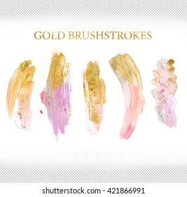 Pink An Gold Glitter Brush Stroke 