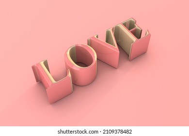 Pink gold text love valentine's day concept 3d rendering