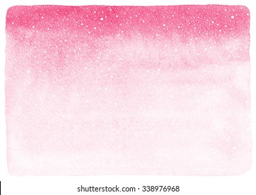 Pink gradient watercolor abstract background and falling snow splash texture  Winter Valentines day painted fill and rough  uneven edges   paper texture  Hand drawn snowfall template 