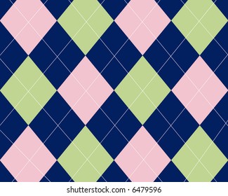 Pink, Green And Blue Argyle