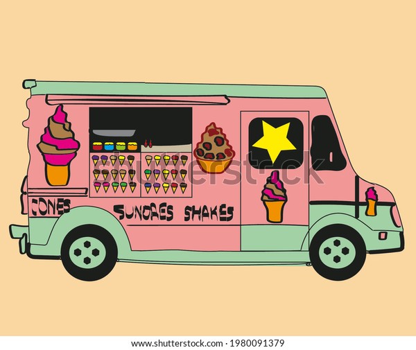PINK AND GREEN ICE CREAM\
TRUCK