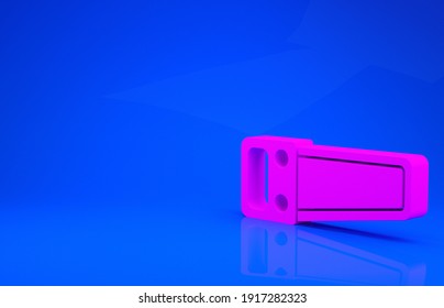 Pink Hand saw icon isolated on blue background. Minimalism concept. 3d illustration. 3D render.