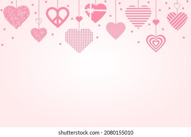 Pink Heart Background, Cute Valentines Border