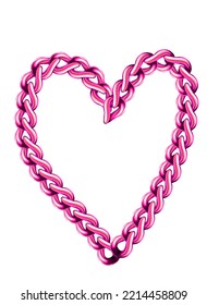 The pink heart chain drawing illustrations