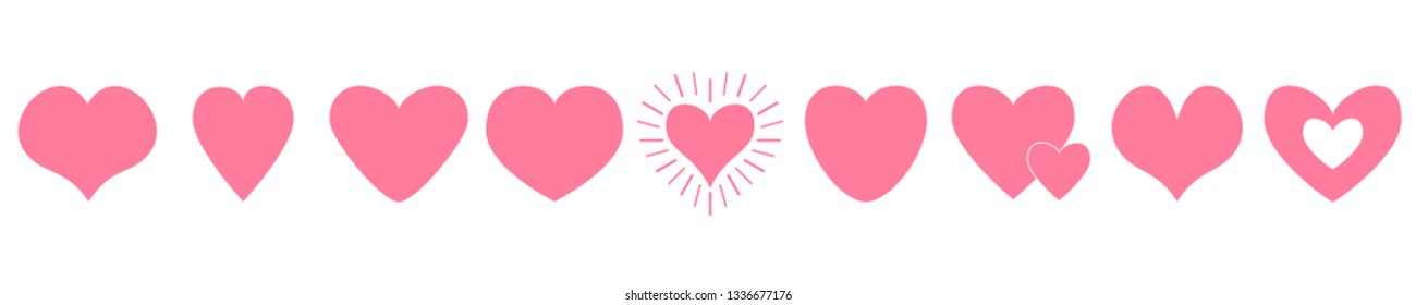 Pink Heart Line Icon Set Happy Stock Illustration 1336677176 | Shutterstock