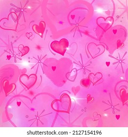 Pink hearts shinny airbrush background