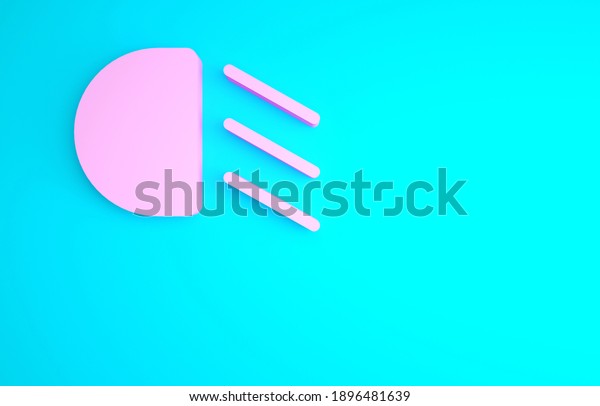 Pink High\
beam icon isolated on blue background. Car headlight. Minimalism\
concept. 3d illustration 3D\
render.