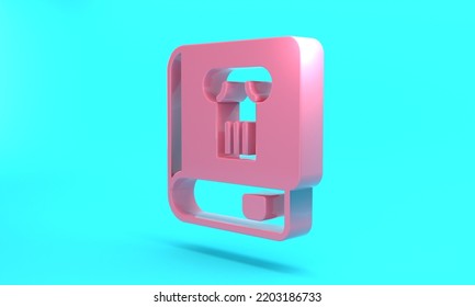 Pink History Book Icon Isolated On Turquoise Blue Background. Minimalism Concept. 3D Render Illustration.