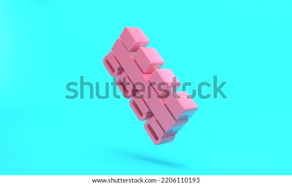 Pink Hunting\
cartridge belt with cartridges icon isolated on turquoise blue\
background. Bandolier sign. Hunter equipment, armament. Minimalism\
concept. 3D render\
illustration.