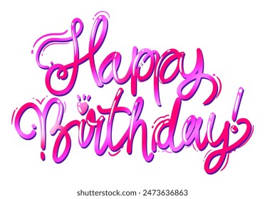 Pink ink text sign happy birthday hand drawn head font on the transparent background for celebrating or inviting party - Powered by Shutterstock