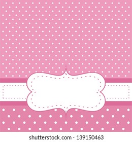 Pink invitation card for baby shower, wedding or birthday party with white polk dots on dark pink background. Cute background with white space to put your own text. - Powered by Shutterstock