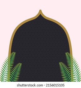 Pink Islamic Background With Fern Leaf Decoration