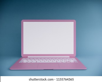 Pink Laptop Surreal 3d Render