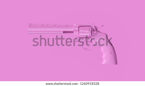 Pink Large Double Action Revolver 3d Stock Illustration