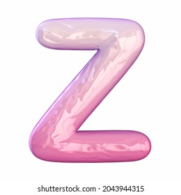 Pink latex glossy font Letter Z 3D rendering illustration isolated white background