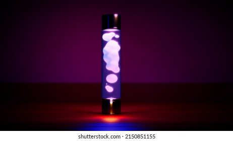 Pink Lava Lamp Lighting In Dark Room - Object 3D Rendering