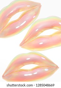 Pink Lips Gloss On White Background 3D Render