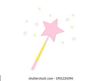 Pink magic wand with stars and lights