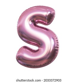 Pink Metallic Balloon Font 3d Rendering, Letter S