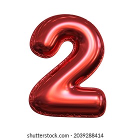 Pink Metallic Balloon Font 3d Rendering, Number 2