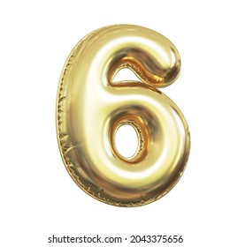 Pink Metallic Balloon Font 3d Rendering, Number 6