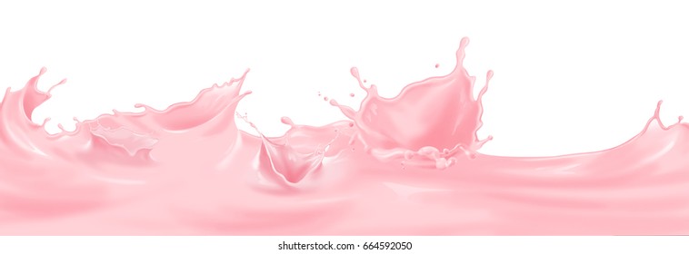 Pink milk splash On a white background.