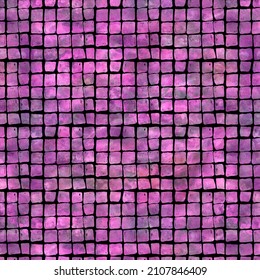 Pink Mosaic Tile Pattern In Watercolor