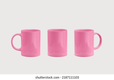 Pink Mug Mockup Isolated On White Background. 3D Illustration