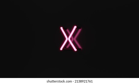 Pink Neon Light Letter - X, 3D Rendering