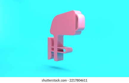 Pink Outboard Boat Motor Icon Isolated On Turquoise Blue Background. Boat Engine. Minimalism Concept. 3D Render Illustration.