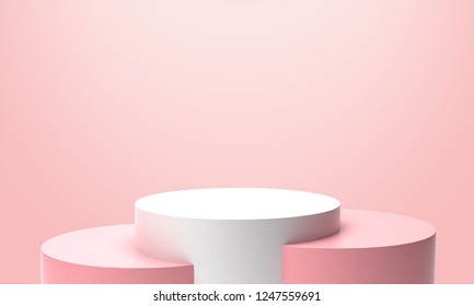 Pink Pastel Product Stand. 3D Rendering