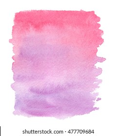 Pink To Purple Gradient Painted In Watercolor On Clean White Background