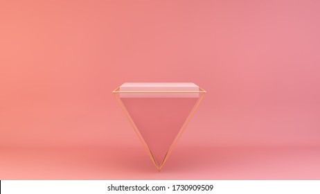 Pink Pyramid Inverted 3d Rendering