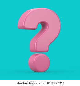 Pink Question Mark Sign as Duotone Style on a blue background. 3d Rendering