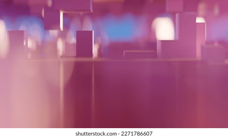 Pink Rectangular Patterns on Blue Background - A collection of pink rectangular shapes arranged in various sizes and distances on a blue background, creating a serene and tranquil atmosphere.